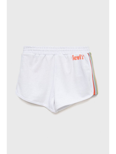 Детски къси панталони Levi's в бяло с изчистен дизайн