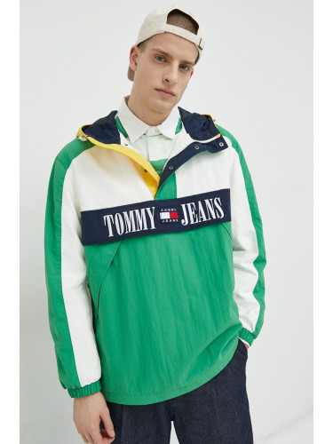 Яке Tommy Jeans в зелено с преходна изолация с уголемена кройка