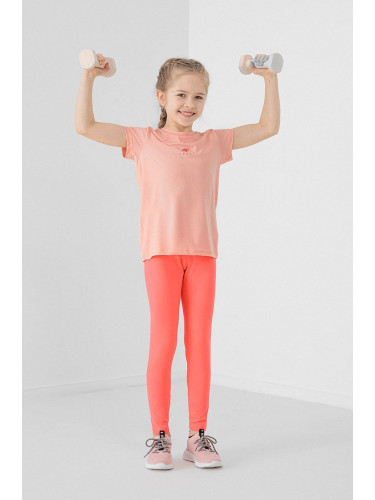 Детска памучна тениска 4F в розово