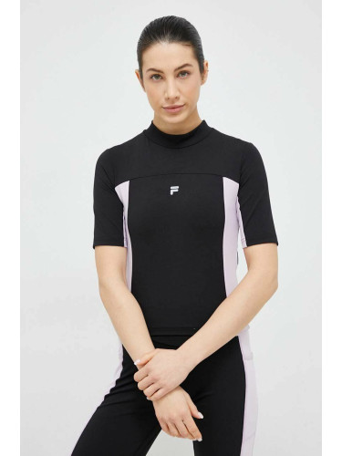 Тениска за трениране Fila Riva в черно с ниско поло