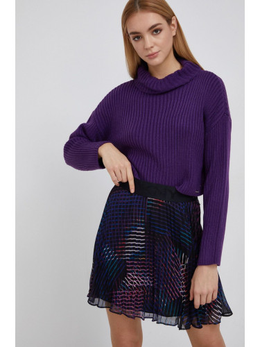 Пуловер Dkny дамски в лилаво с поло