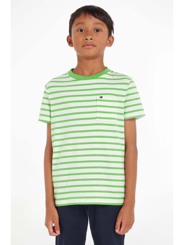 Детска тениска Tommy Hilfiger в зелено с десен
