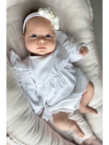 Бебешка памучна рокля Jamiks в бяло къс модел разкроен модел