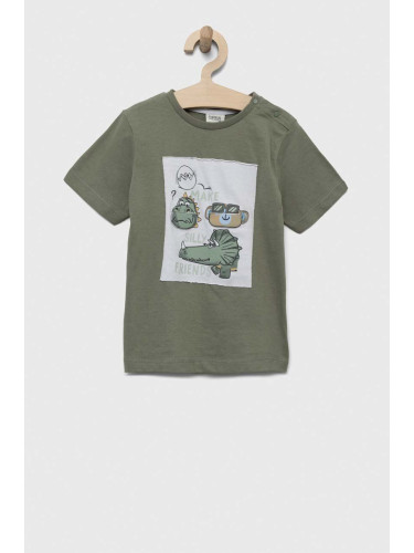 Бебешка памучна тениска Birba&Trybeyond в зелено с апликация