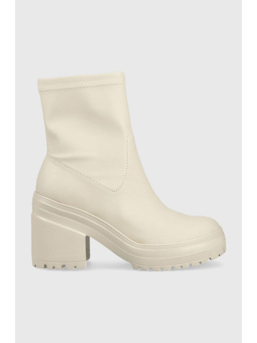 Боти Tommy Jeans Tommy Jeans Heeled Boot в бежово с висок ток