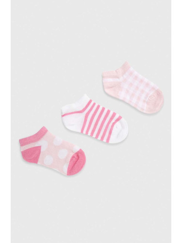 Детски чорапи United Colors of Benetton (3 броя) в розово