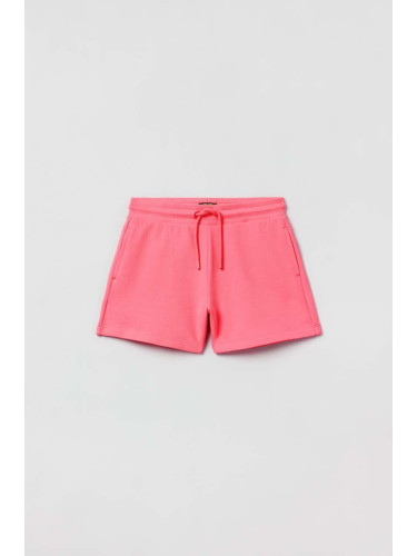 Детски памучен къс панталон OVS в розово с изчистен дизайн