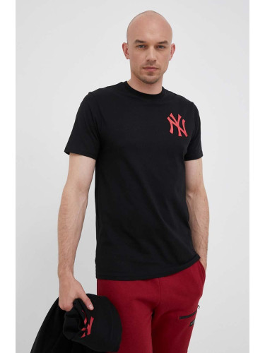 Памучна тениска 47brand MLB New York Yankees в черно с принт