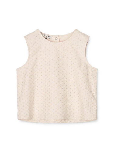 Детска памучна блуза Liewood в бежово с изчистен дизайн