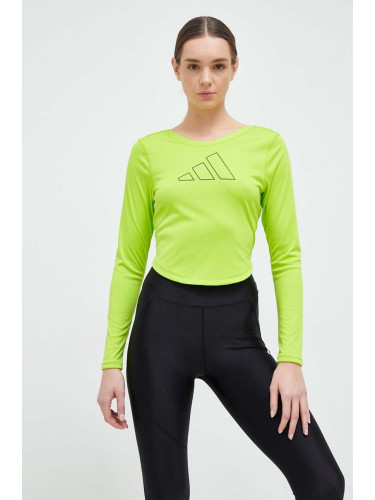 Спортна блуза с дълги ръкави adidas Performance в зелено