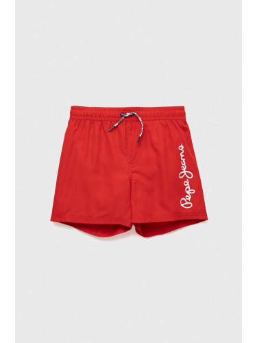 Детски плувни шорти Pepe Jeans в червено с принт