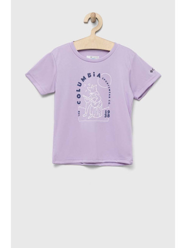 Детска тениска Columbia Mirror Creek Short Sleeve Graphic Shirt в лилаво