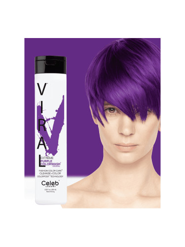 Оцветяващ шампоан за руса и кестенява коса с кичури Celeb Viral Colorwash Extreme Purple