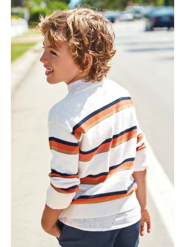 Детски памучен пуловер Mayoral в оранжево от лека материя