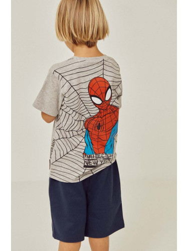 Детска памучна тениска zippy x Spiderman в сиво с принт