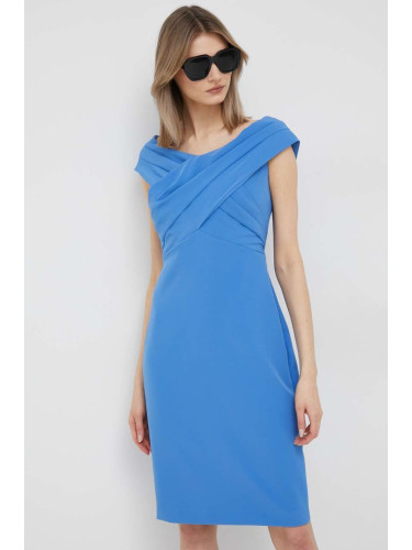 Рокля Lauren Ralph Lauren в синьо къс модел със стандартна кройка