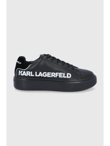 Кожени обувки Karl Lagerfeld MAXI KUP в черно с платформа KL62210