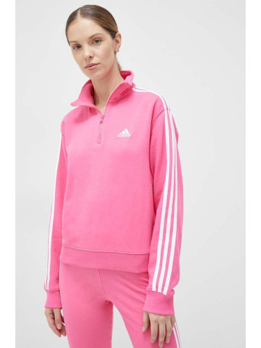 Суичър adidas в розово с десен