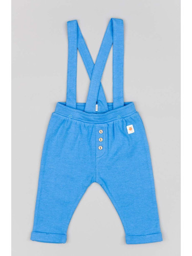 Детски памучен панталон zippy в синьо с изчистен дизайн