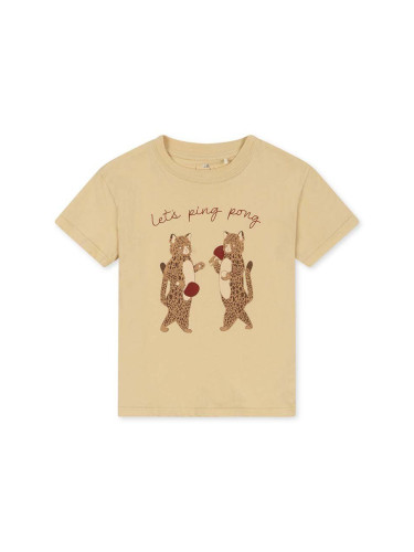 Детска памучна тениска Konges Sløjd в бежово с принт