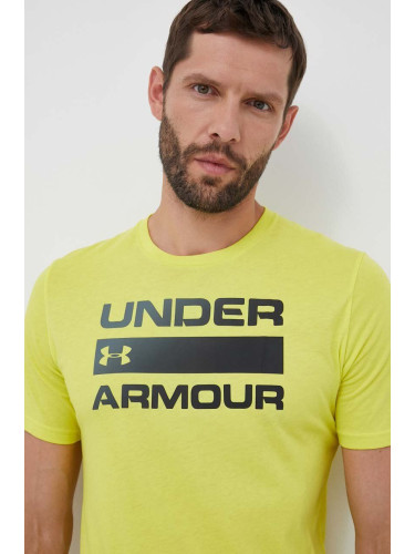 Тениска за трениране Under Armour Team Issue Wordmark в жълто с принт 1329582