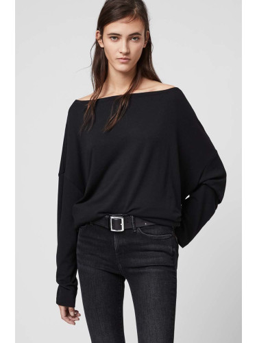 Блуза с дълги ръкави AllSaints в черно