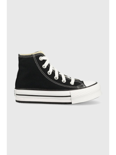 Детски високи кецове Converse CHCK TAYLOR ALL STAR EVA LIFT 372859C в черно