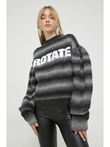 Вълнен пуловер Rotate дамски в сиво от топла материя
