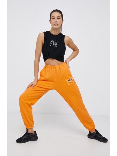 Памучен панталон P.E Nation дамски в оранжево с изчистен дизайн
