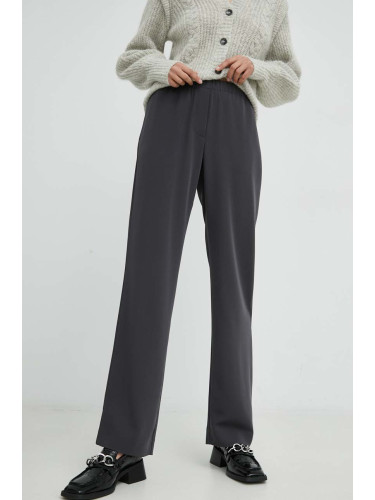 Панталони Samsoe Samsoe Hoys в черно със стандартна кройка, с висока талия F16304674