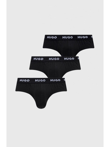 Слипове HUGO (3 чифта) мъжки в черно 50469763