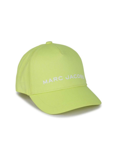 Детска памучна шапка Marc Jacobs в жълто с принт