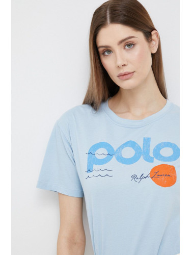 Памучна тениска Polo Ralph Lauren в синьо