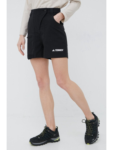 Къс панталон за спортове на открито adidas TERREX Zupahike в черно с изчистен дизайн с висока талия