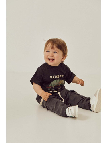 Детска памучна тениска zippy в сиво с принт