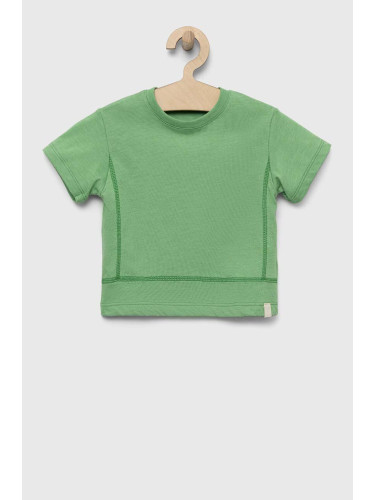 Детска тениска United Colors of Benetton в зелено с изчистен дизайн