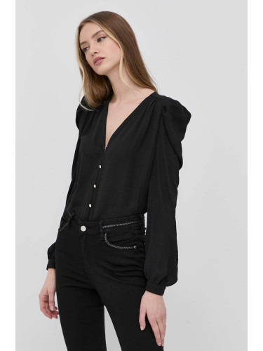 Риза Morgan дамска в черно със стандартна кройка