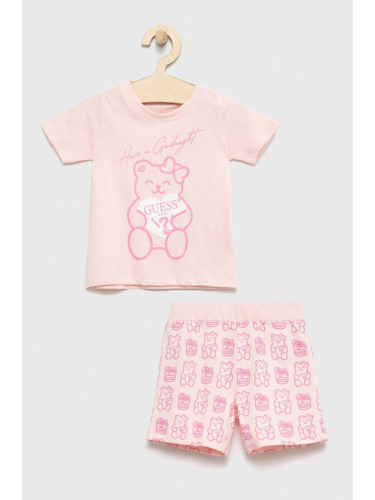Детска пижама Guess в розово с принт