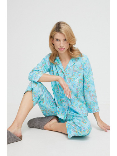 Пижама Lauren Ralph Lauren дамска в синьо