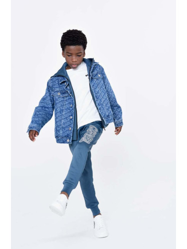 Детски спортен панталон Karl Lagerfeld в синьо с апликация