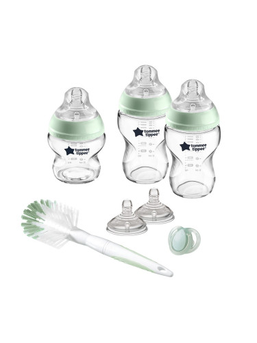 Комплект за новородено стъкло + четка за шишета Tommee Tippee Closer to Nature Easi-Vent