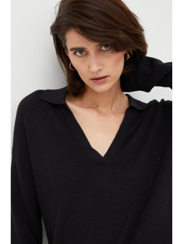Пуловер с вълна Calvin Klein дамски в черно