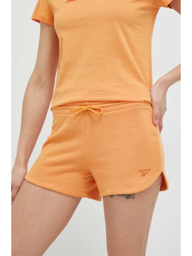 Къс панталон Reebok в оранжево с изчистен дизайн с висока талия
