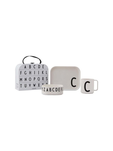 Детски комплект за закуска Design Letters Classics in a suitcase (4 броя)
