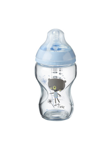 Шише за хранене стъклено Tommee Tippee Closer to Nature Easi Vent, 250мл, момче