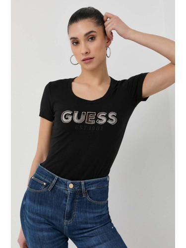 Тениска Guess в черно