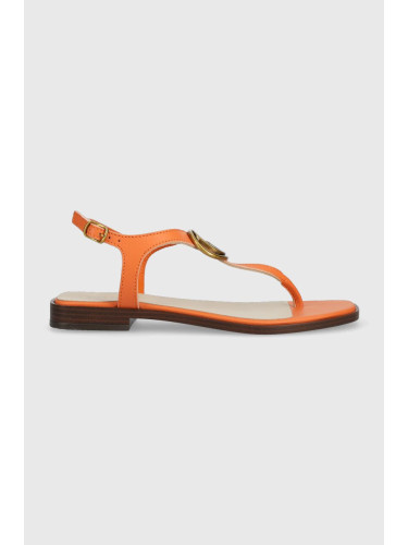 Кожени сандали Guess MIRY в оранжево с платформа FL6MRY LEA21