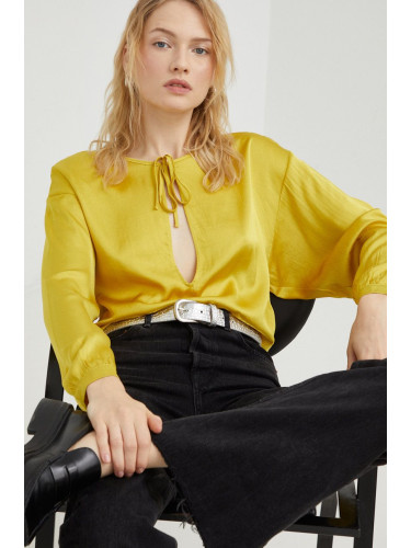 Блуза American Vintage в жълто с изчистен дизайн