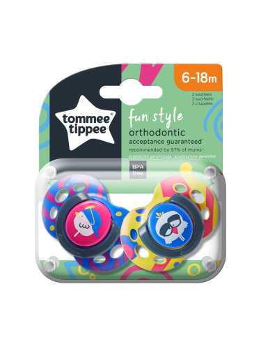 Залъгалки Tommee Tippee Fun Style 6-18м птици 2 бр