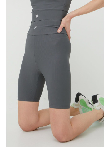 Къс панталон за трениране Fila Cassino в сиво с изчистен дизайн с висока талия